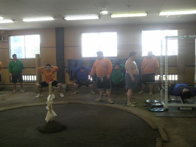 相撲部新入生 初トレーニング